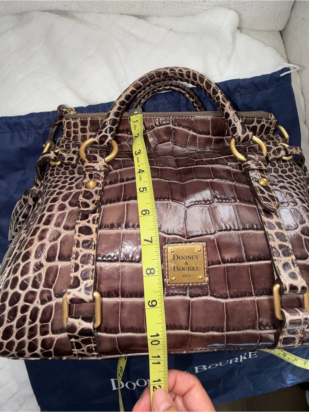 Dooney & Bourke Brown Croc-Embossed Leather Florentine Satchel - Picture 16 of 16
